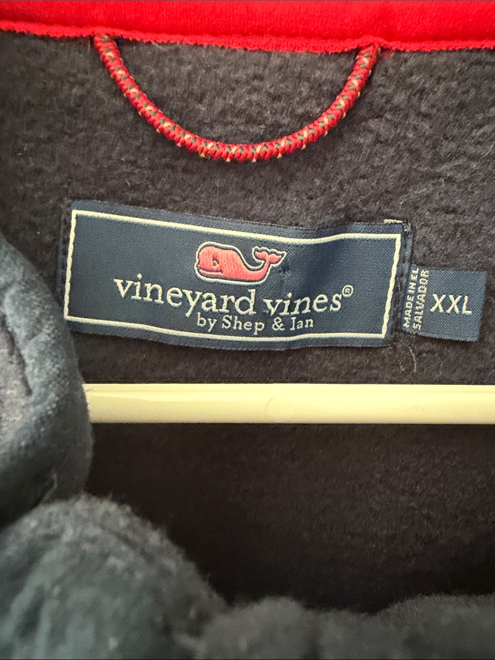 Vineyard Vines Navy Fleece Zip Vest with Red Trim - Picture 2 of 5